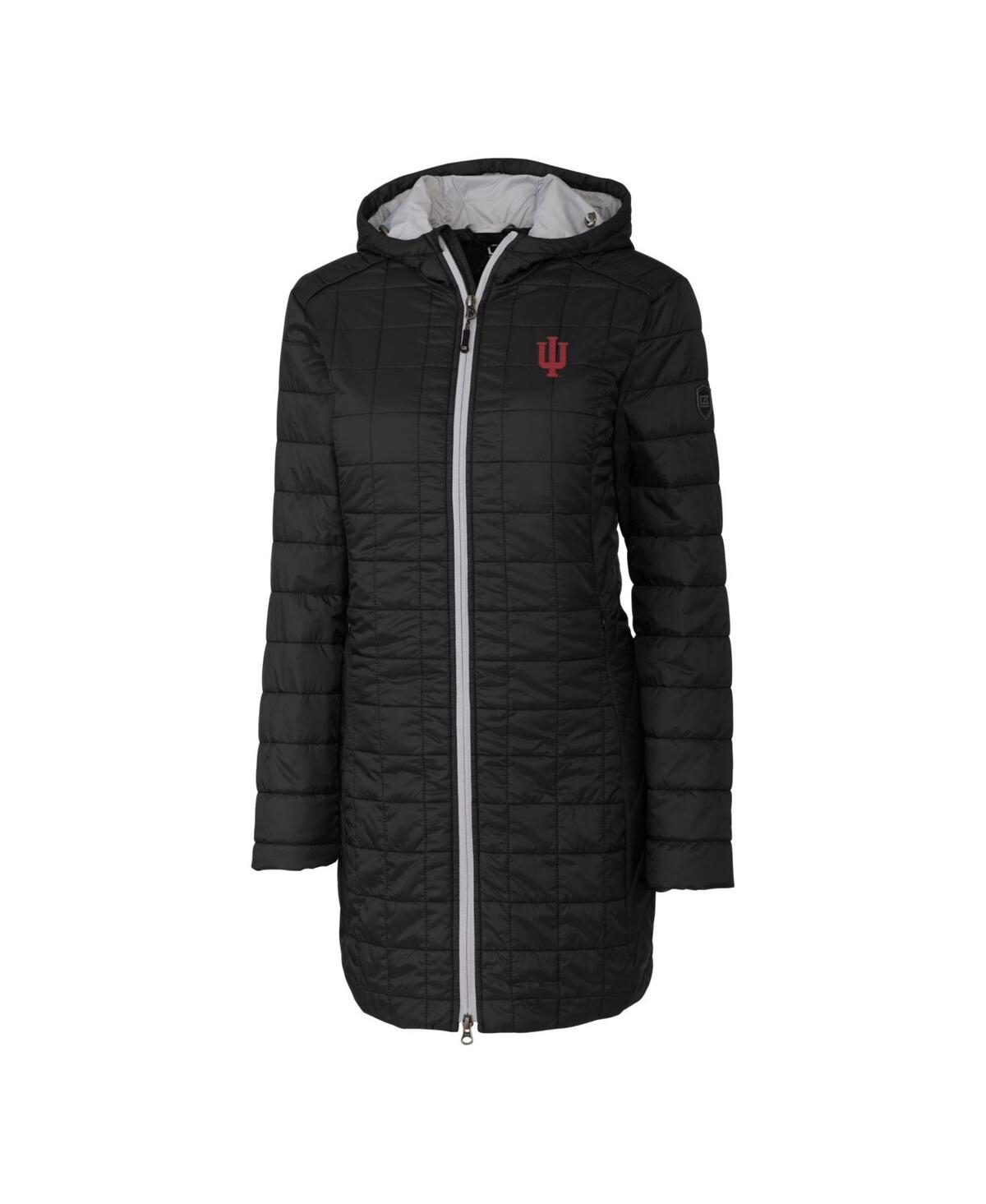 Cutter & Buck Women's Cutter Buck Black Indiana Hoosiers Rainier Primaloft Eco Hooded Long Coat In Black