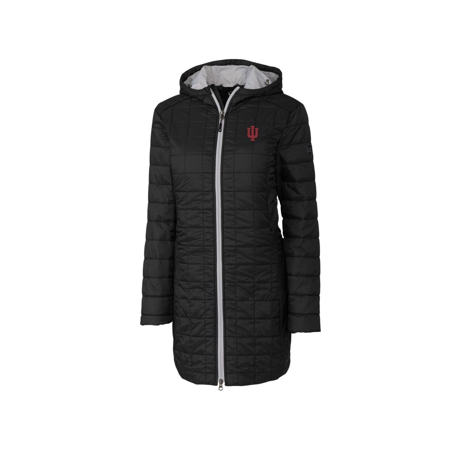 Women's Cutter Buck Black Indiana Hoosiers Rainier PrimaLoft Eco Hooded Long Coat