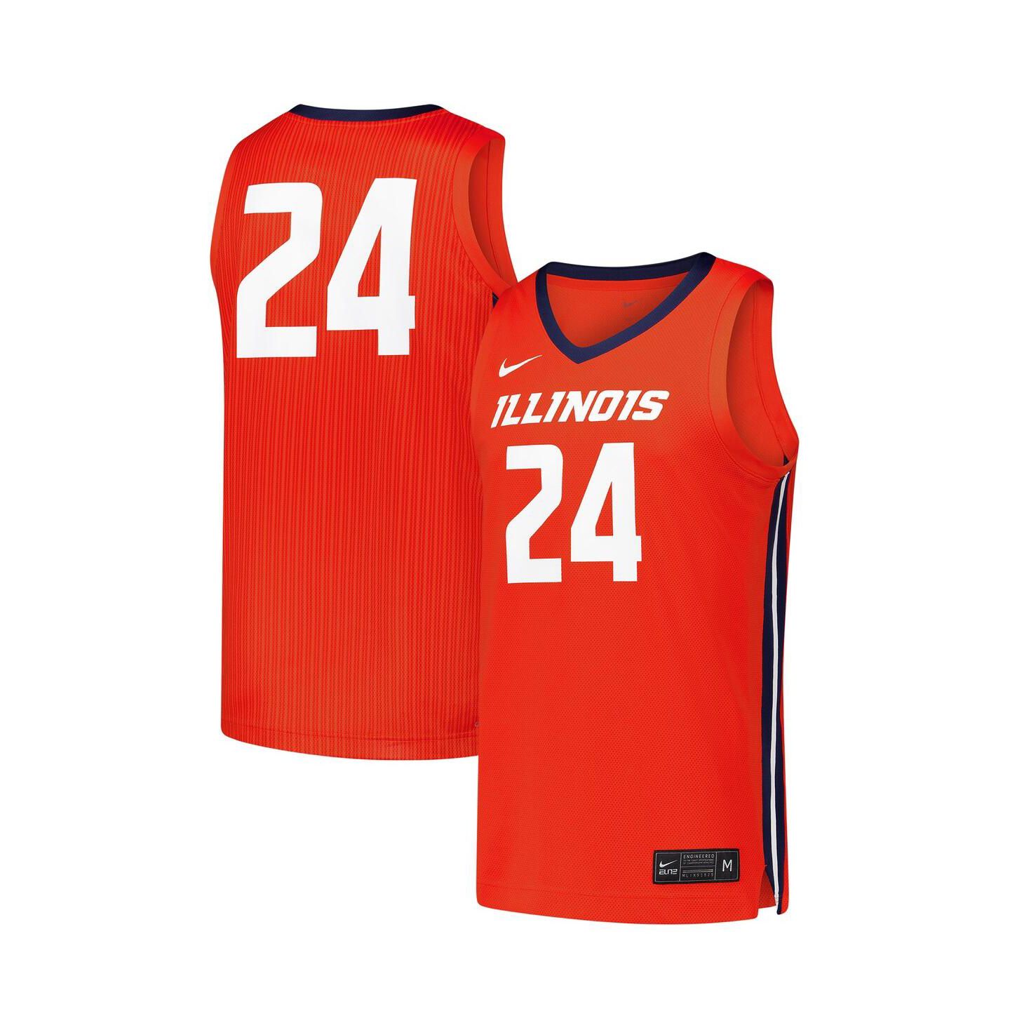Мужской топ Nike 24 Orange Illinois Fighting Illini Replica Basketball Jersey — фото 1
