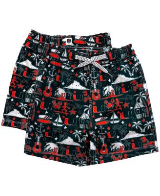 Wes & Willy - Youth  Green Miami Hurricanes Luau Swim Trunks