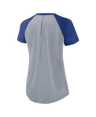 Women's Heather Gray Kansas City Royals Summer Breeze Raglan Fashion T-Shirt