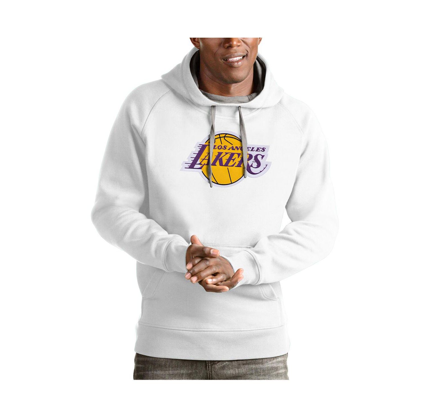 Men's White Los Angeles Lakers Team Logo Victory Pullover Hoodie