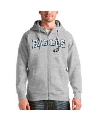 Antigua - Men's Heathered Gray Philadelphia Eagles Wordmark Victory Full-Zip Hoodie
