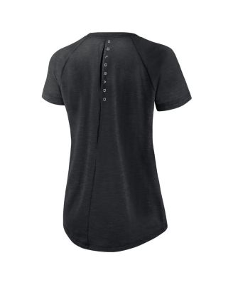 Women's Heather Black Colorado Rockies Summer Breeze Raglan Fashion T-Shirt