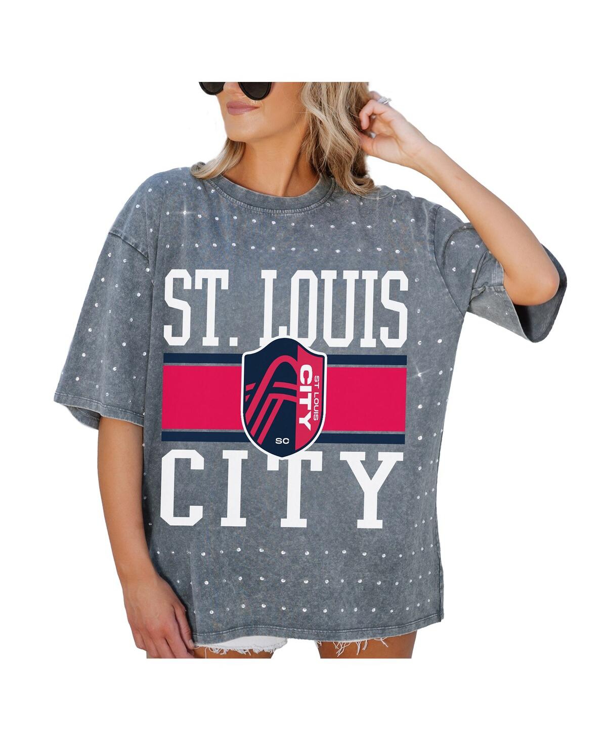 Shop Gameday Couture Women's Gray St. Louis City Sc Oversized Mini Rhinestone Classic T-shirt