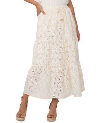 Women's Cotton Eyelet Maxi Skirt