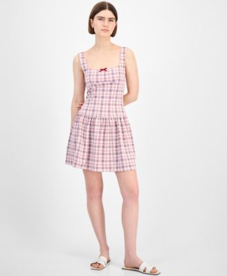 Planet Heart - Juniors' Plaid Drop-Waist Mini Dress