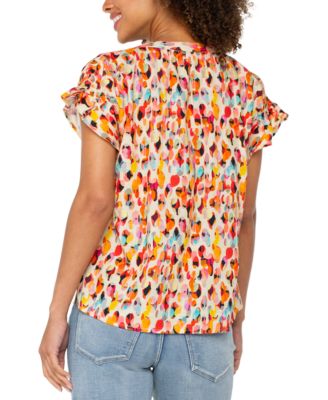 Petite Printed Popover Top