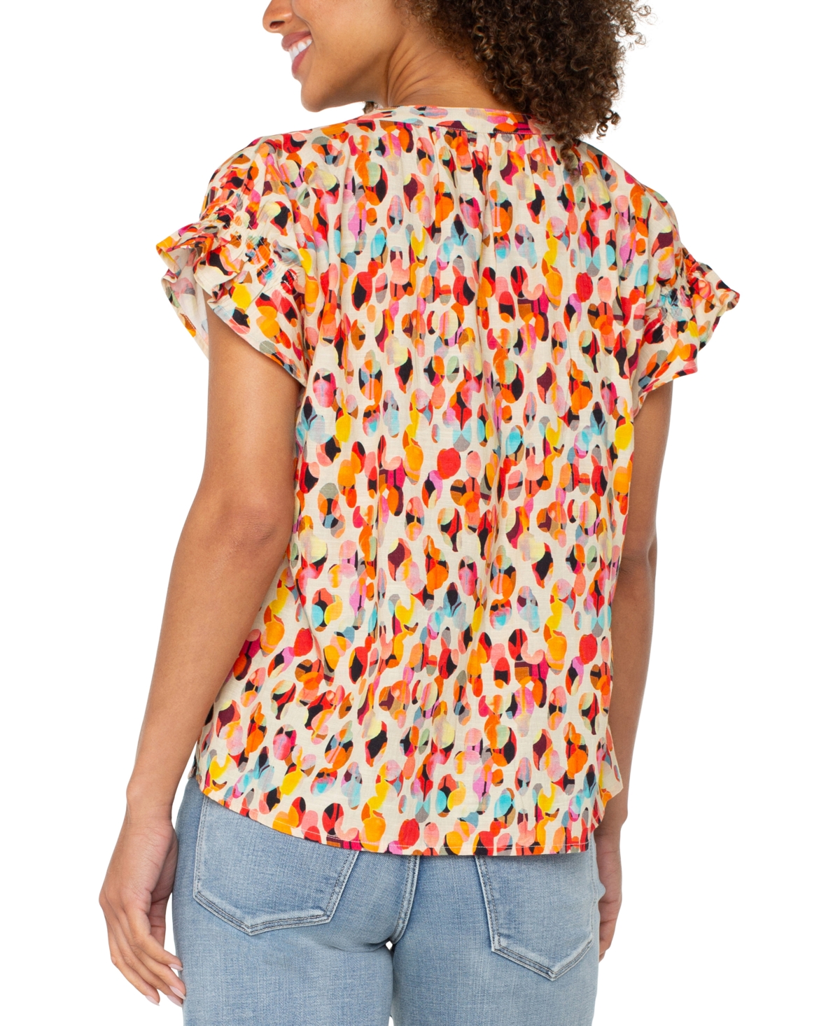 Liverpool Los Angeles Printed Dolman Sleeve Popover Blouse