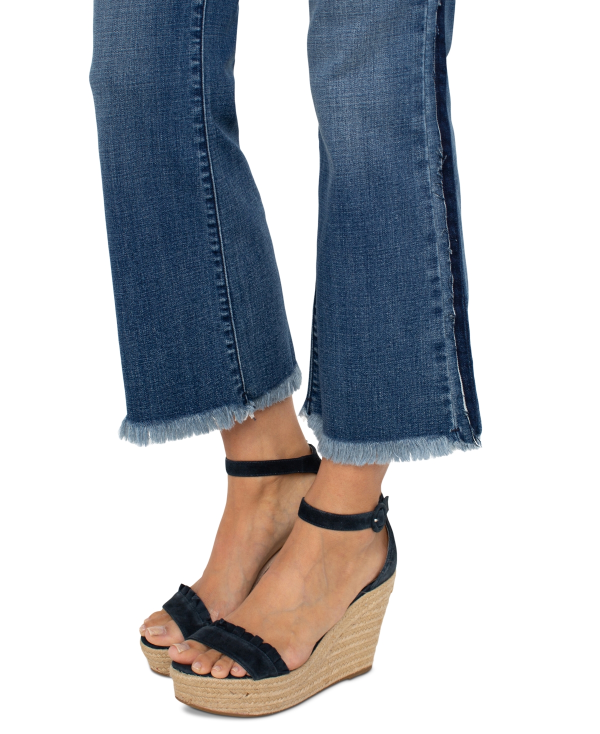 Shop Liverpool Los Angeles Petite Gia Glider Frayed-hem Cropped Flare Jeans