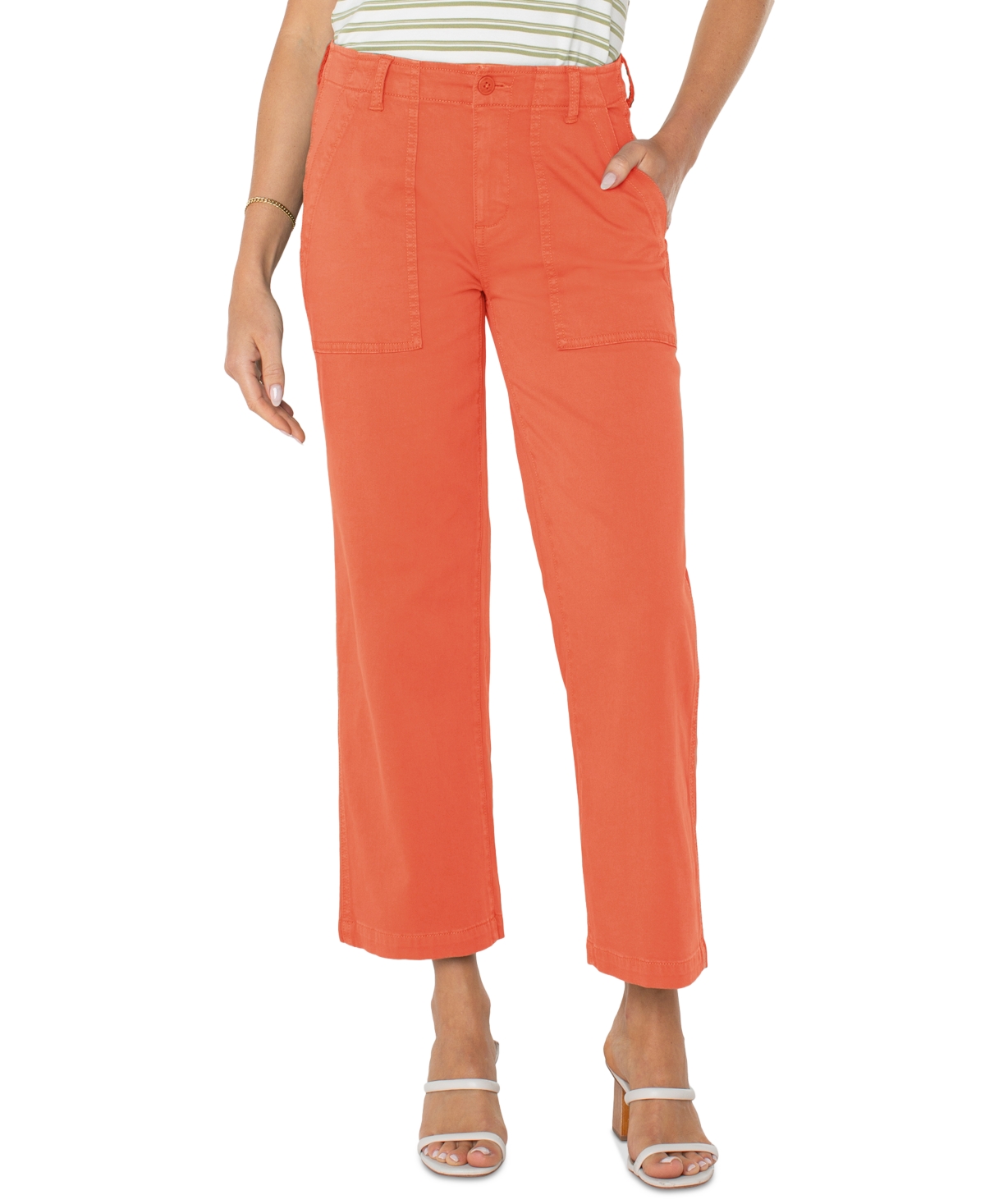 Petite Cropped Wide-Leg Cargo Pants - Papaya