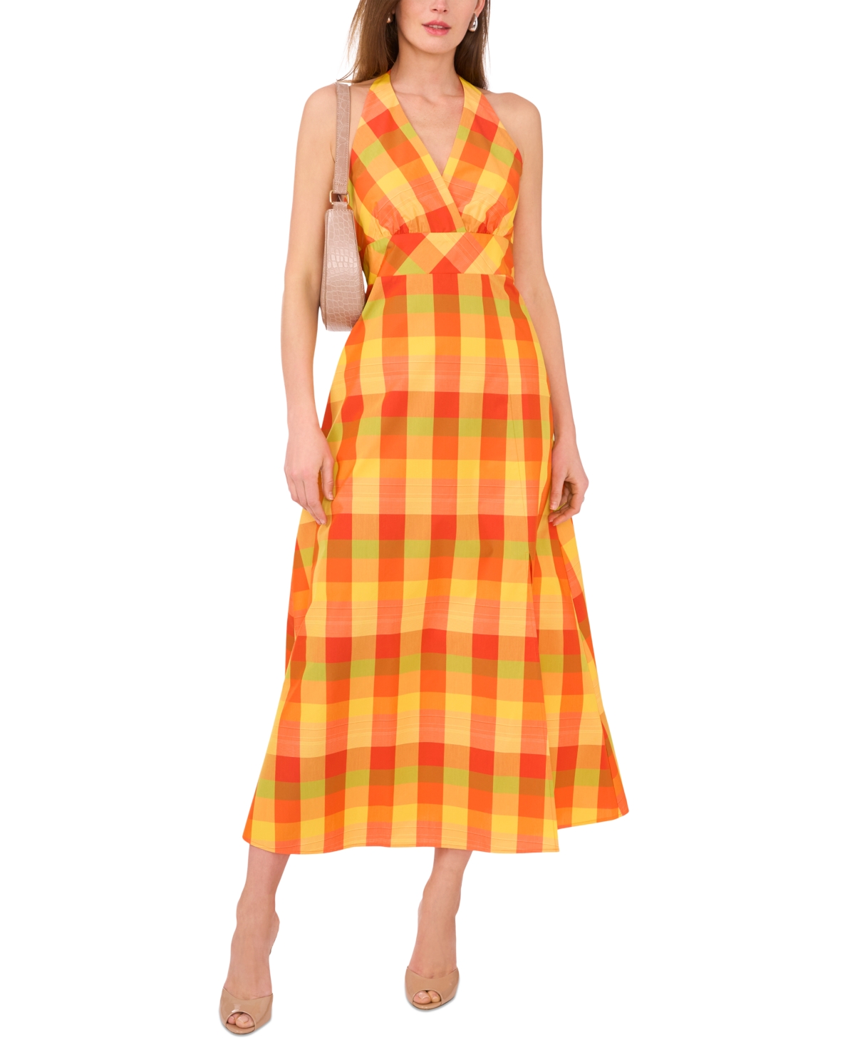 1.state Check Halter Maxi Dress