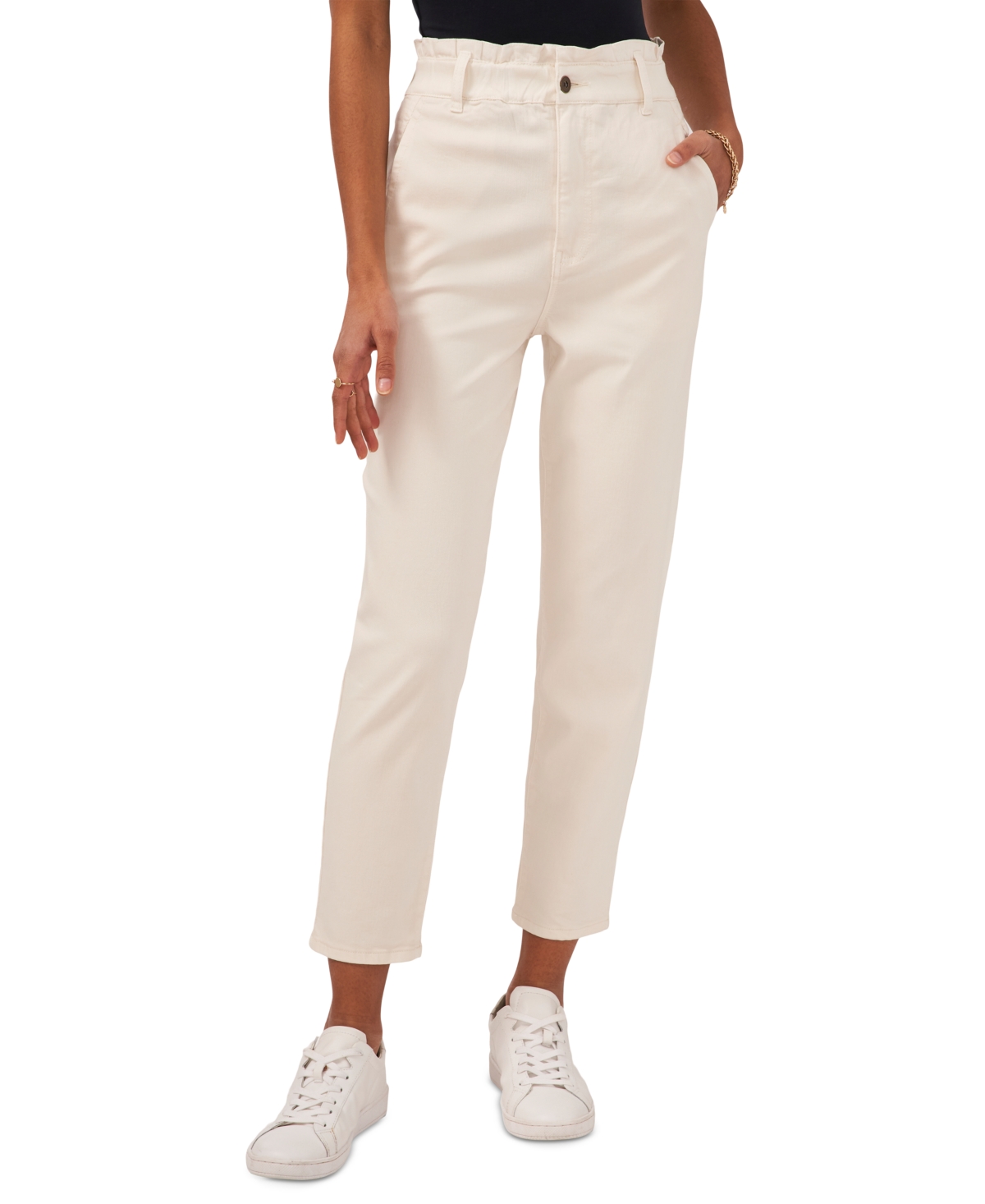 Women's Paperbag-Waist Slim Pants - Blush