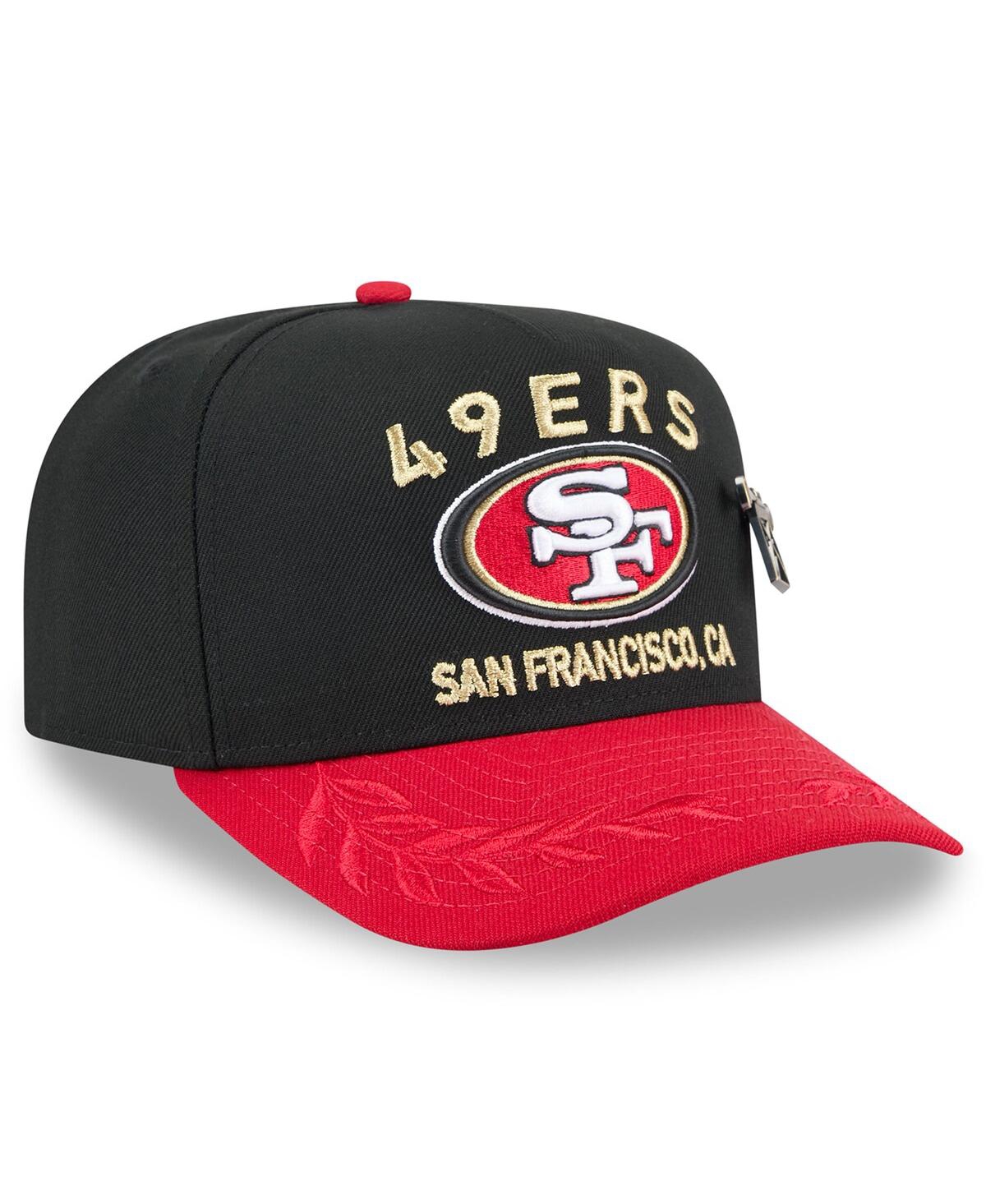 New Era Men's Black/scarlet San Francisco 49ers 2025 Nfl Draft On Stage A-frame 59fifty Fitted Hat In Black,scarlet
