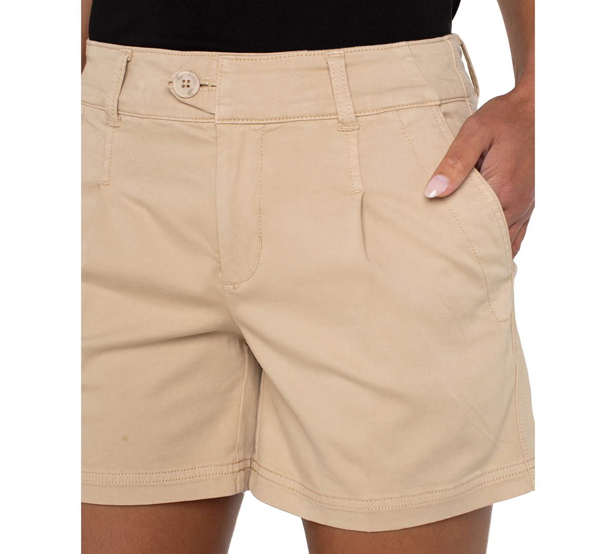 Liverpool Los Angeles Pleated Trouser Shorts In Gray