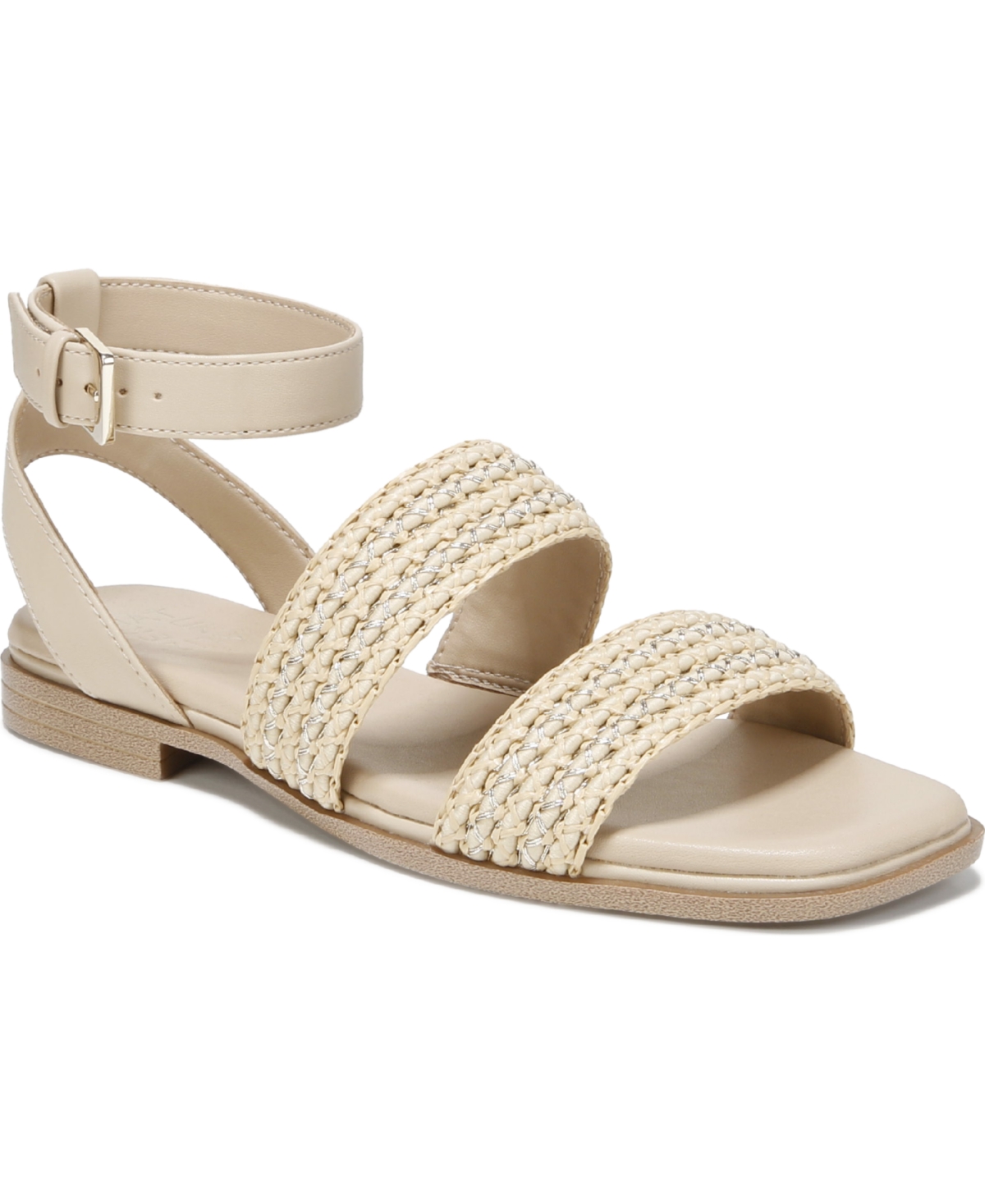 Naturalizer Gana 3 Sandal In Coastal Tan Faux Leather,straw Fabric