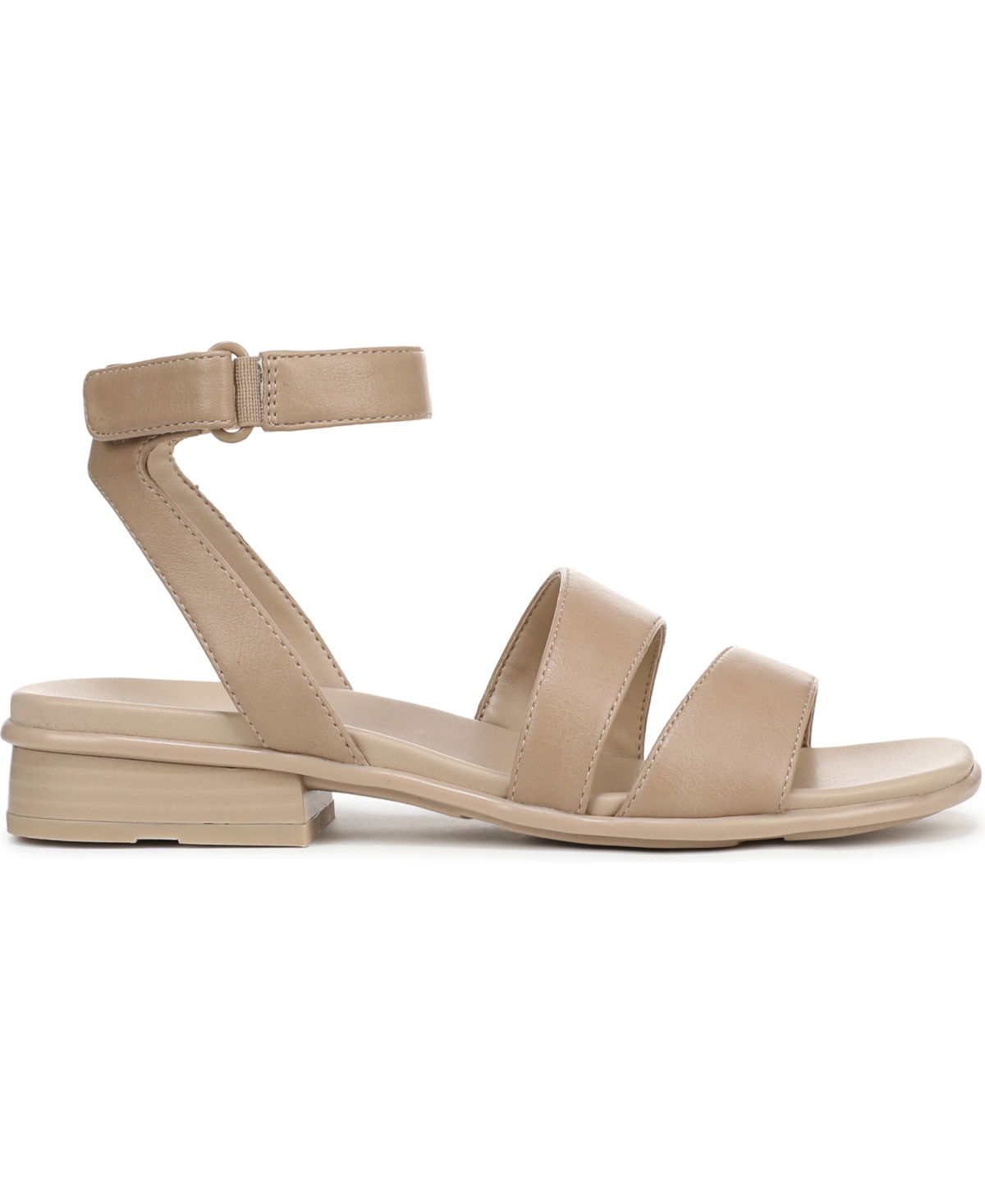 Naturalizer Women's Effie Square Toe Block Heel Flat Sandals In Tan Faux Leather