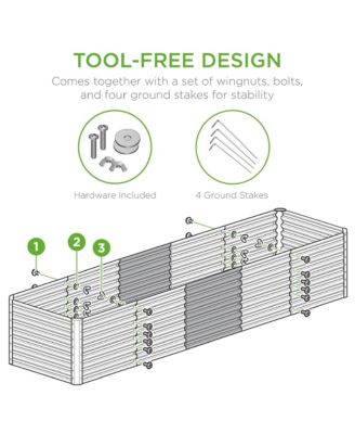 8x2x2ft Outdoor Metal Raised Garden Bed, Planter Box for Vegetables, Flowers, Herbs