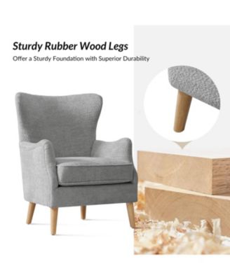 Caden 28.5" Modern Boucle Wingback Armchair With Solid Wood Legs