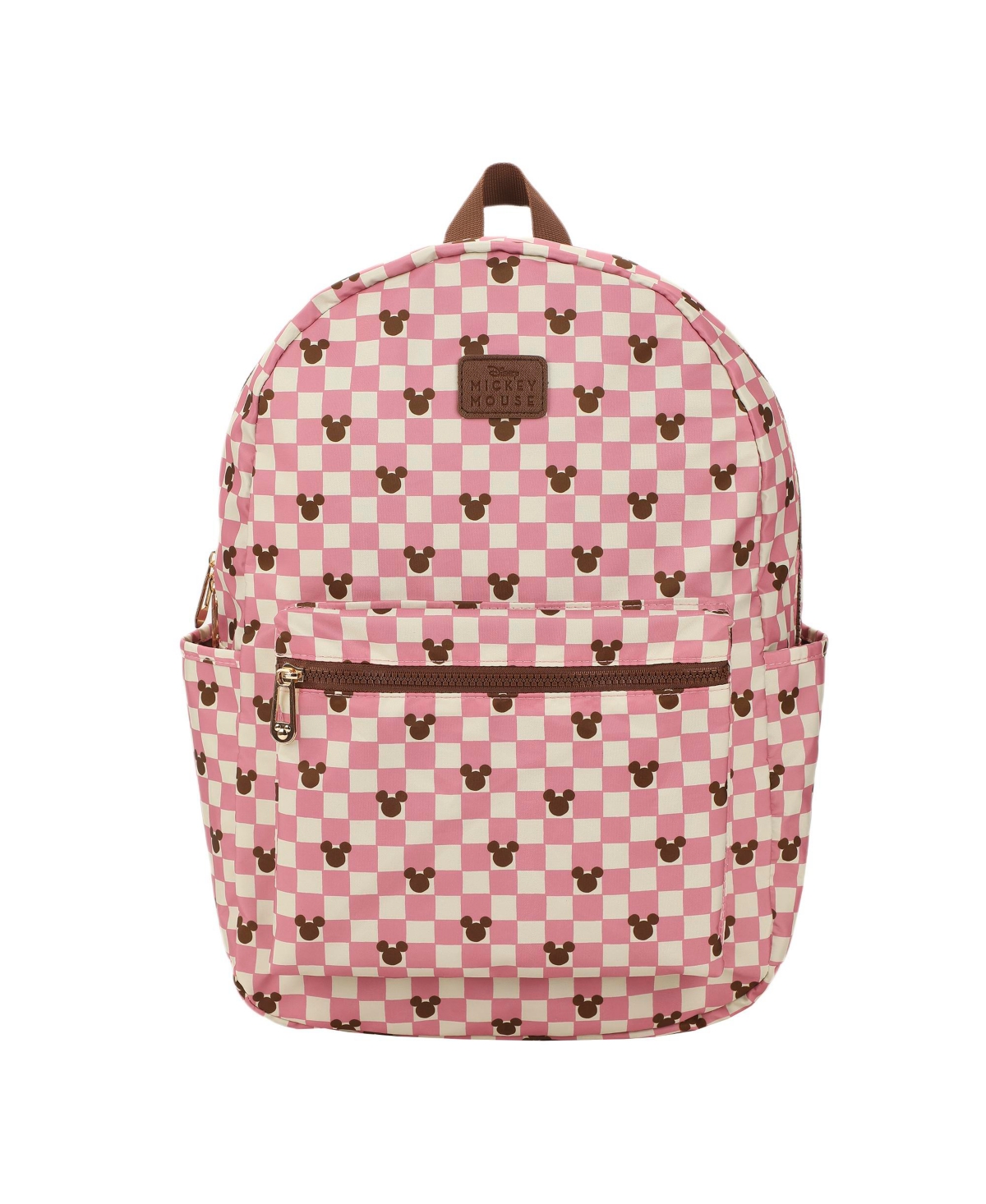 Mickey Mouse Adult Pink Checkered 16.5&#x22; Travel Backpack - Mickey mouse ears pink