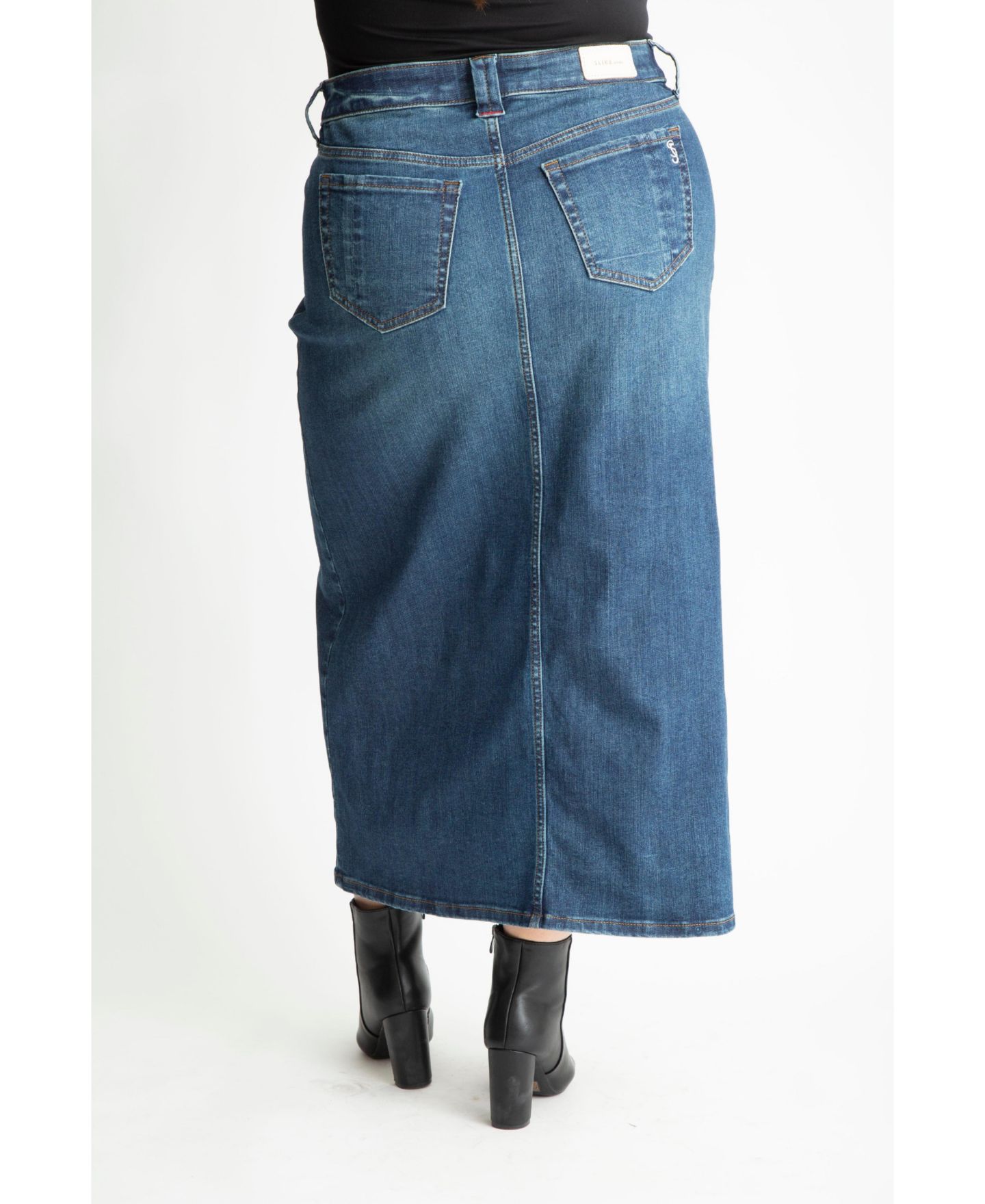 Женская юбка SLINK Jeans Plus Size Denim Maxi Skirt in 37"length with front slit - Brielle — фото 2