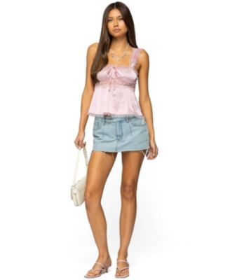 Women's Loryn Lacey Satin Effect Top