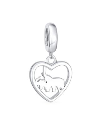 I Love You Heart Elephant Charm Bead Sterling Silver European Bracelet