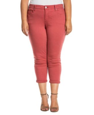 Plus Size Color Mid rise boyfriend rolled in 25.5" inseam - Cayenne