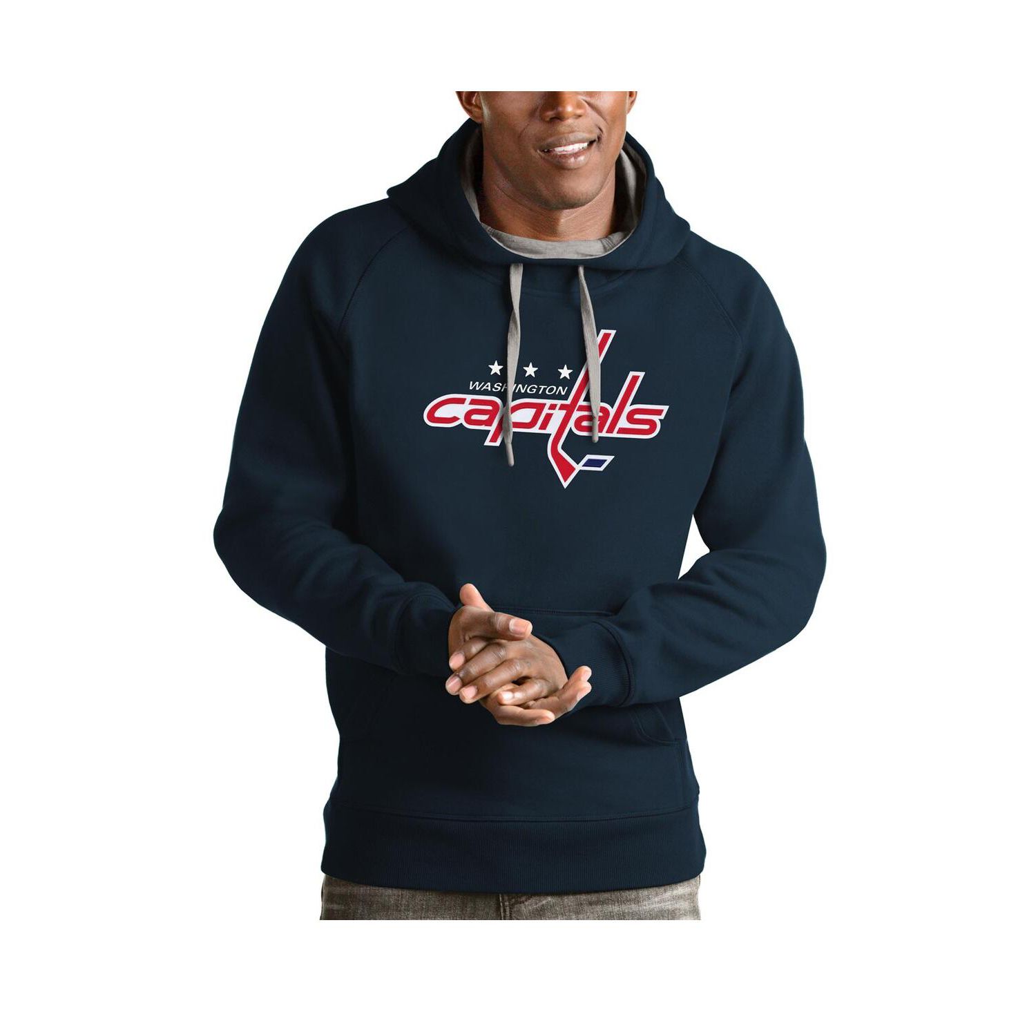 Men's Navy Washington Capitals Logo Victory Pullover Hoodie