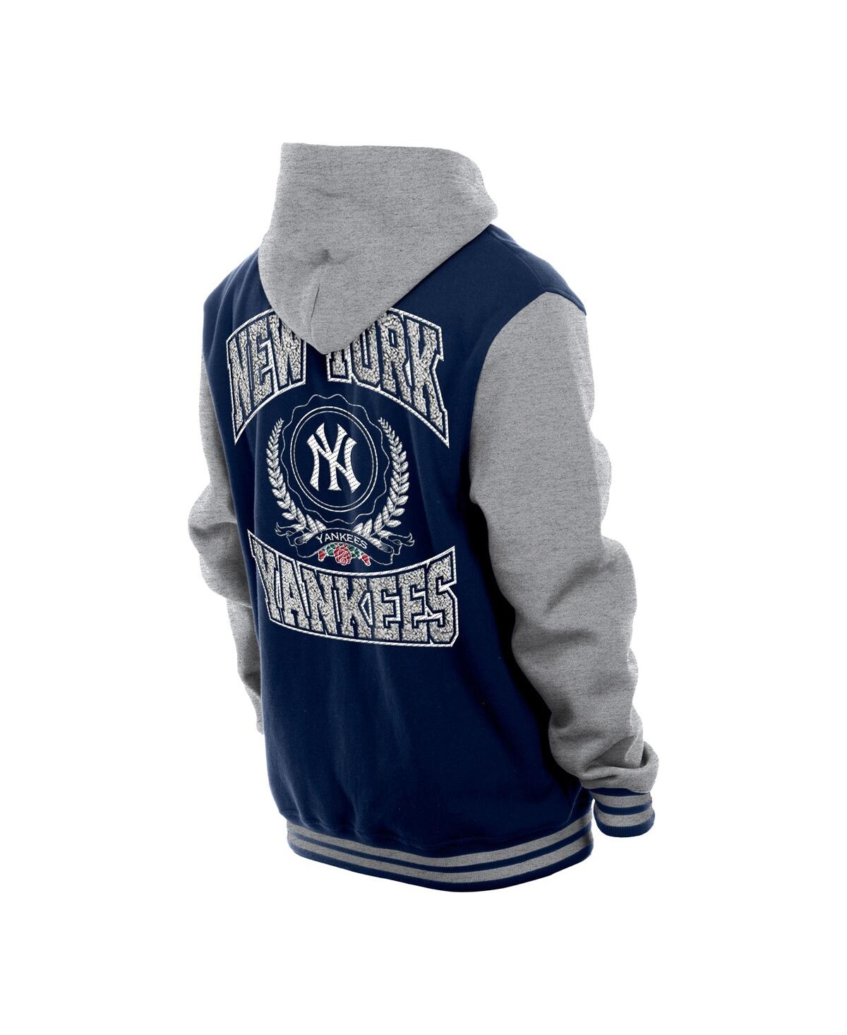 NEW ERA MEN'S NAVY NEW YORK YANKEES THROWBACK PREP FULL-SNAP HOODIE JACKET 
