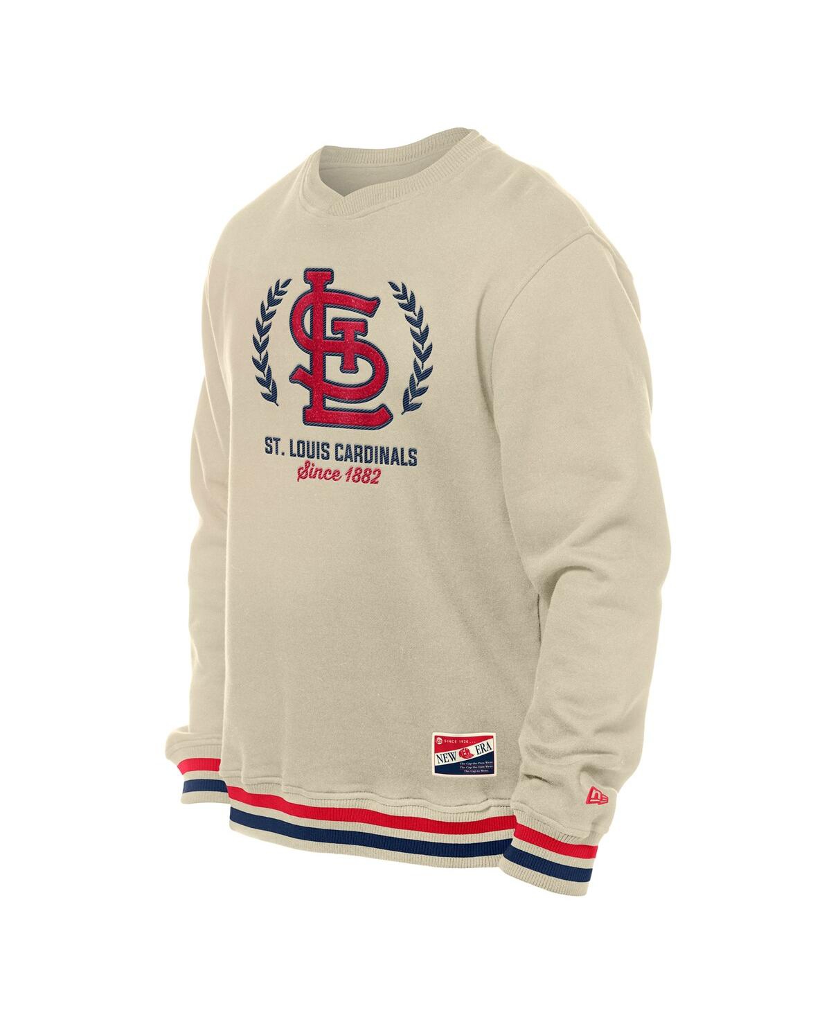 NEW ERA MEN'S CREAM ST. LOUIS CARDINALS THROWBACK PULLOVER SWEATSHIRT 