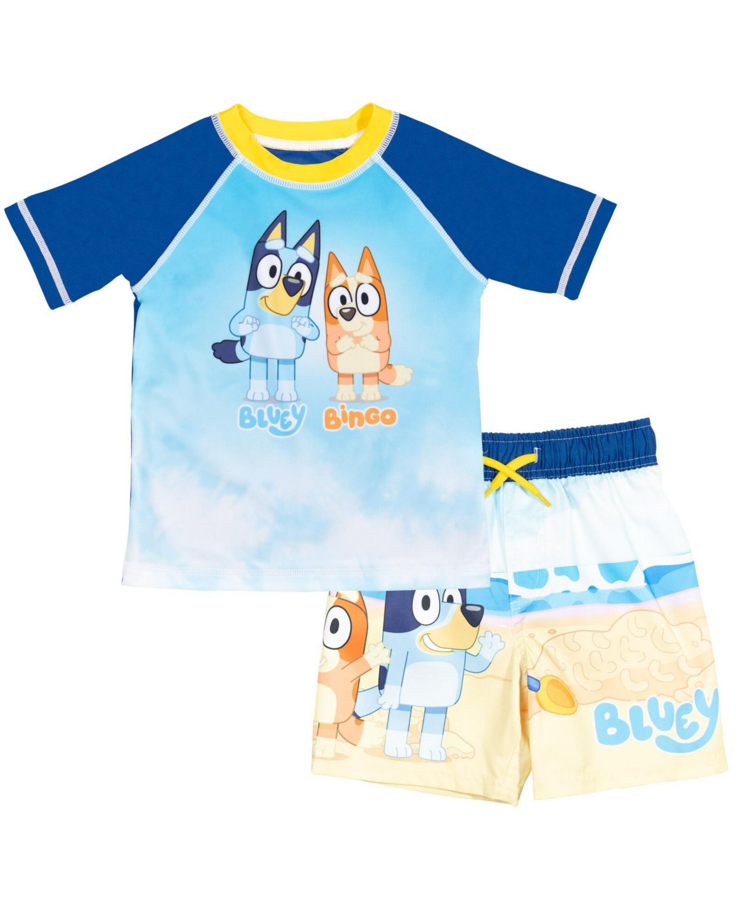 Baby Boys UPF 50+ Pullover Rash Guard Swim Trunks Outfit Set