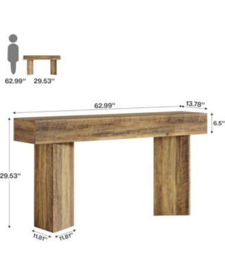 63-Inch Farmhouse Console Table, Narrow Long Sofa Table Behind Couch, Wood Entry Console for Entryway, Living Room, Foyer, Rustic Brown