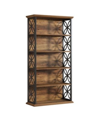 6-Tier Bookshelf Set of 2 – Industrial Freestanding Bookcases with Metal Frame & Open Shelves for Home Office or Living Room