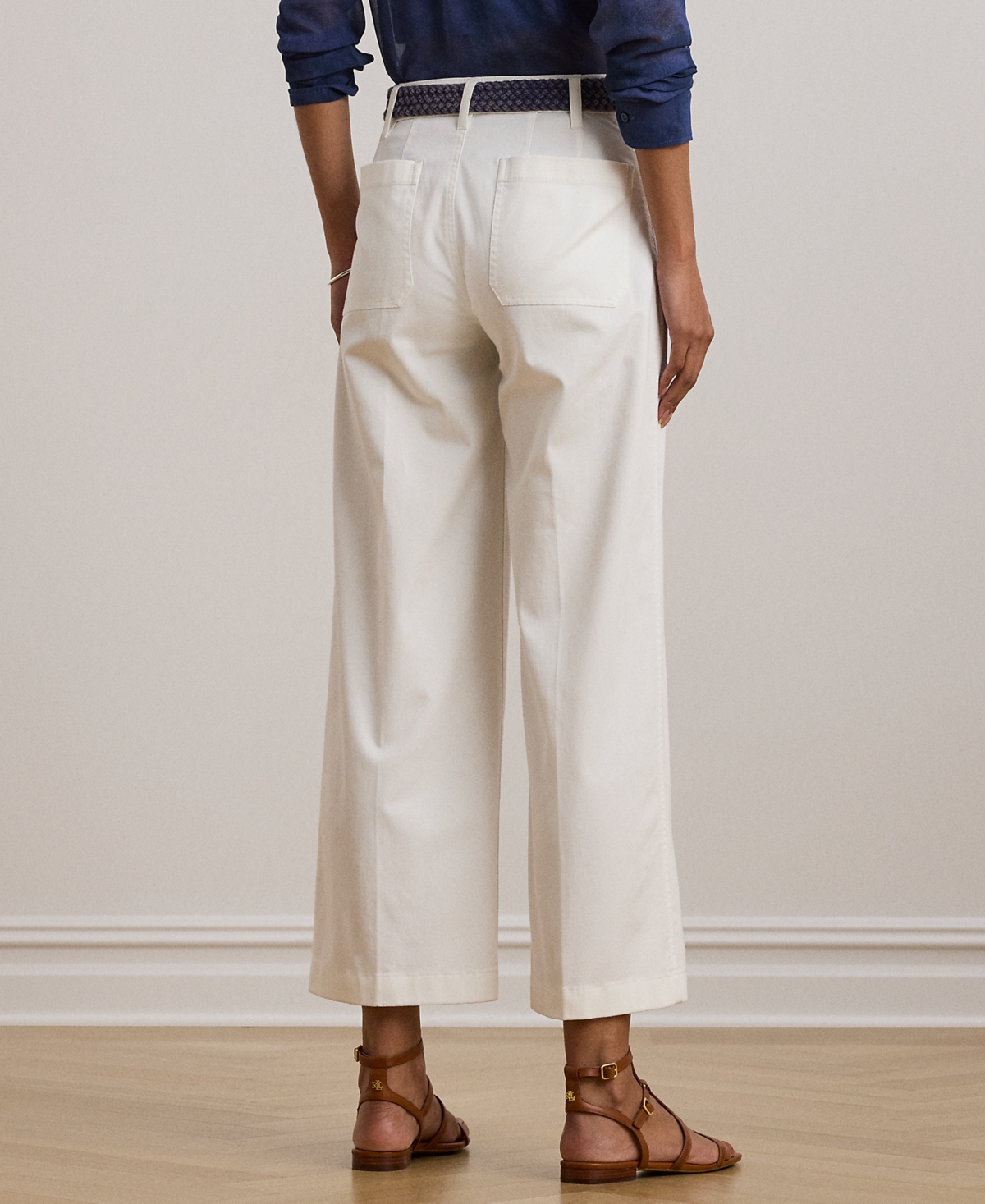 Shop Ralph Lauren Petite Stretch Chino Wide-leg Cropped Pants