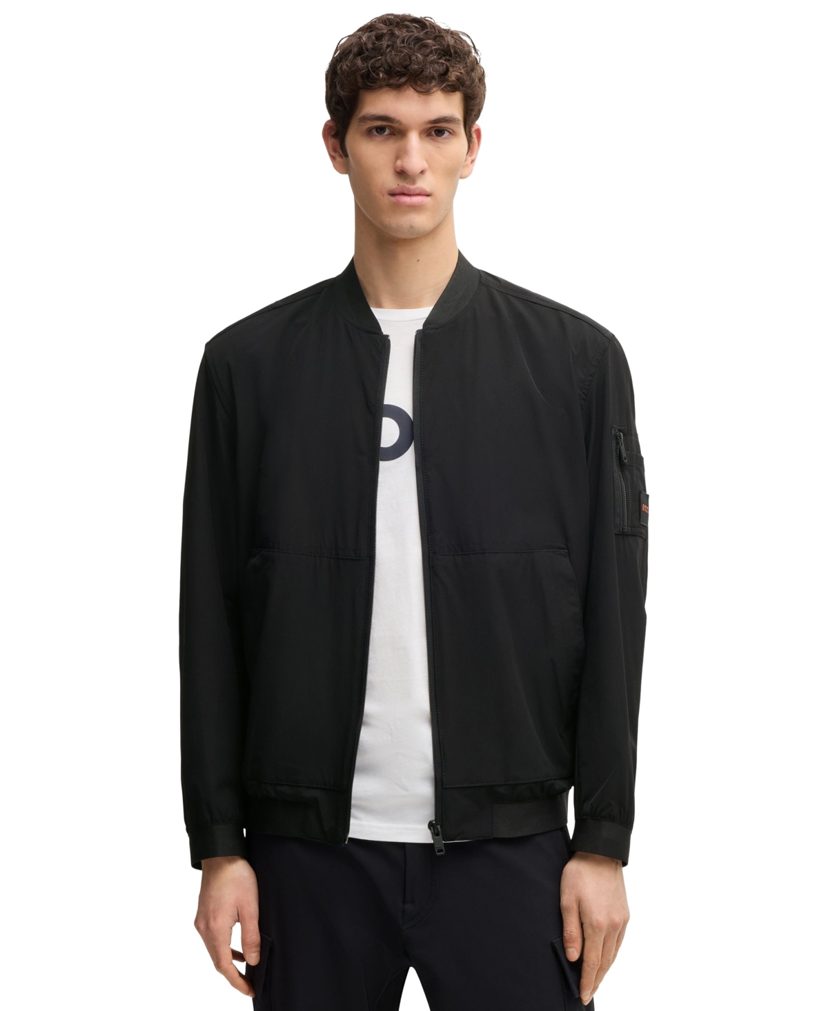 HUGO BOSS BOSS BY HUGO BOSS MEN'S FOUR-WAY STRETCH SOFTSHELL BOMBER JACKET 