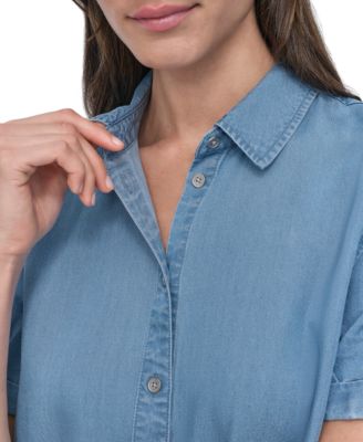 Women's Rolled-Sleeve Button-Up Shirt