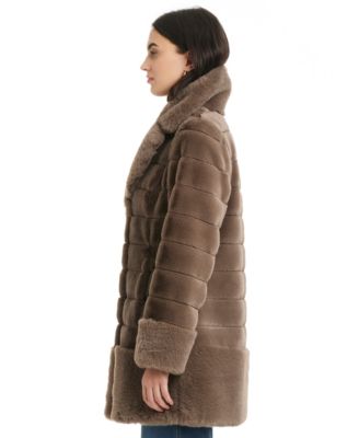 Women's Faux-Fur Notched-Collar Coat, P/XXS-XXL