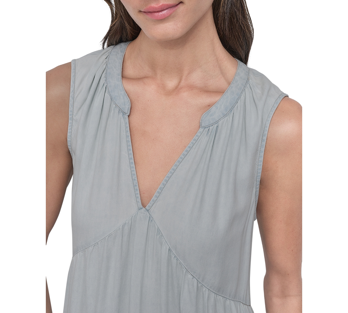 DKNY JEANS WOMEN'S SLEEVELESS TIERED MIDI DRESS 