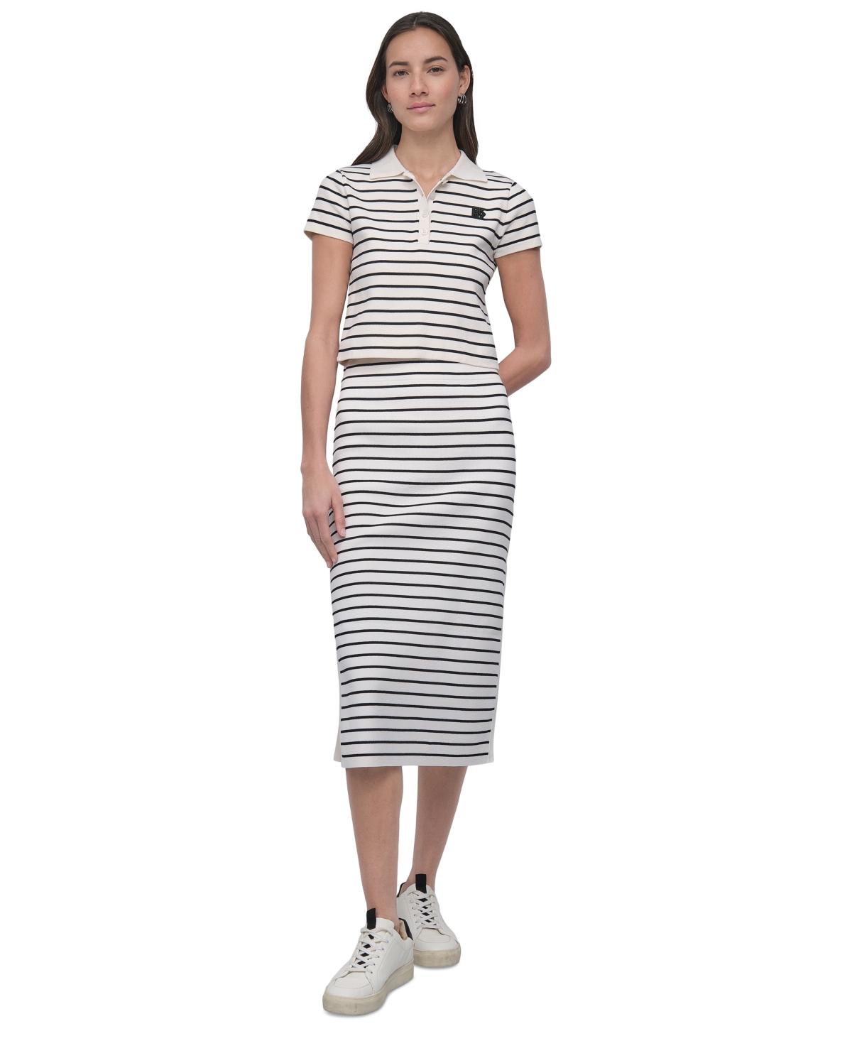 DKNY JEANS WOMEN'S STRIPED MIDI-LENGTH PENCIL SKIRT 