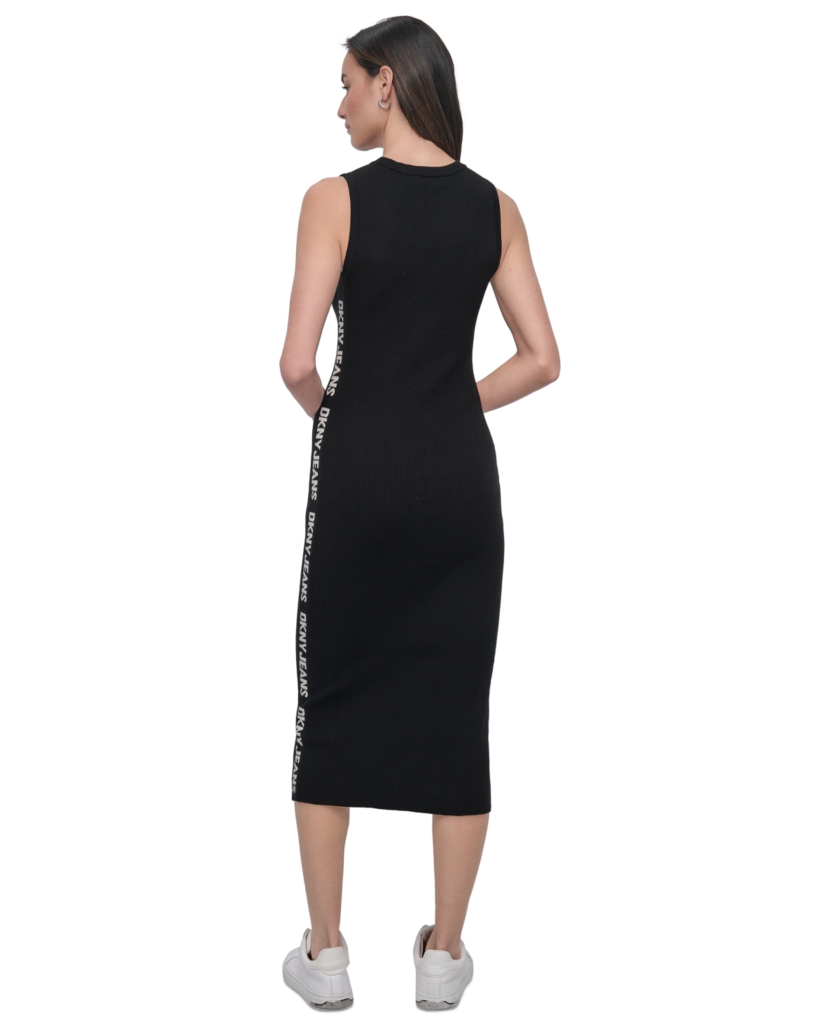 DKNY JEANS WOMEN'S LOGO RIBBED MIDI SWEATER DRESS 