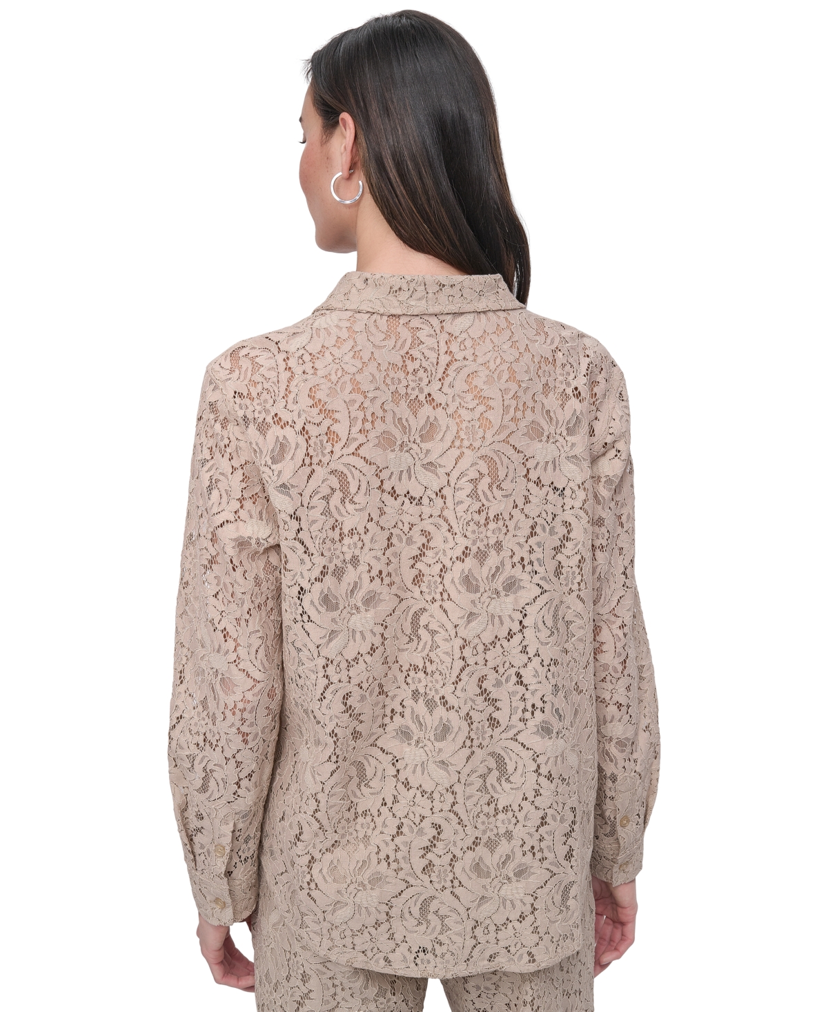 Shop Dkny Jeans Women's Long Sleeve Button Front Lace Shirt