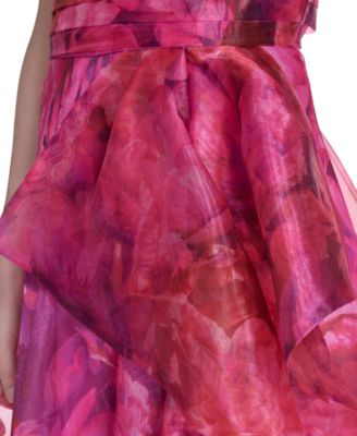 eliza j floral organza dress Eliza J Women's Sleeveless V-Neck Ruffle Gown - Lke