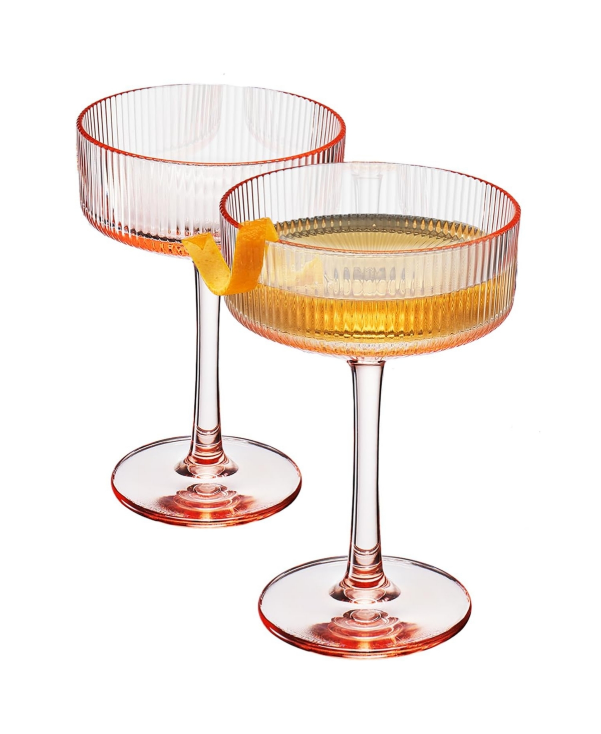 The Wine Savant Khen Art Deco Shatterproof Coupe Glasses, Set Of 2 In Pink