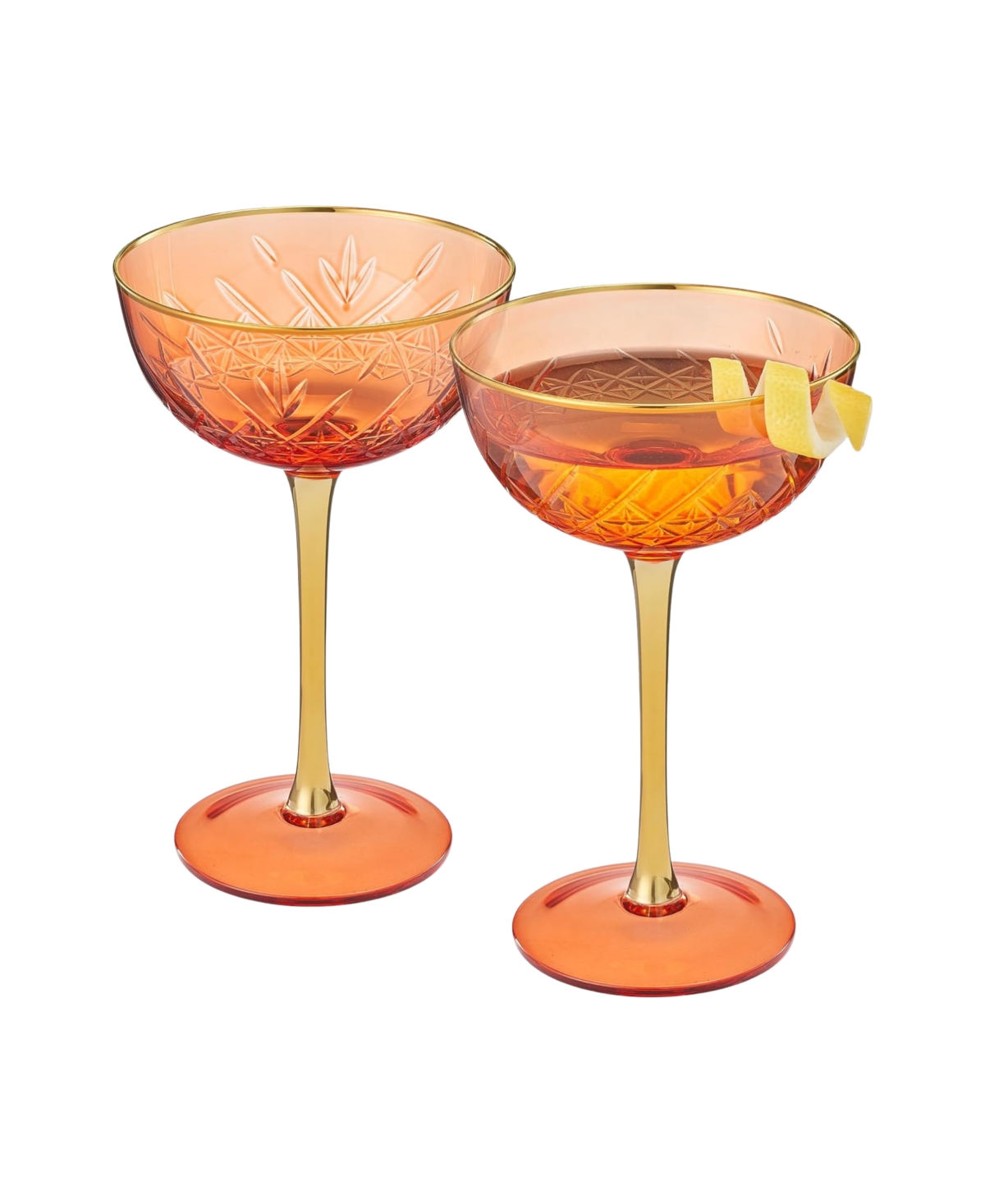 The Wine Savant Vintage Art Deco Coupe Glasses, Set Of 2 In Red