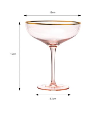 Gilded Rim Coupe Glasses, Set of 2