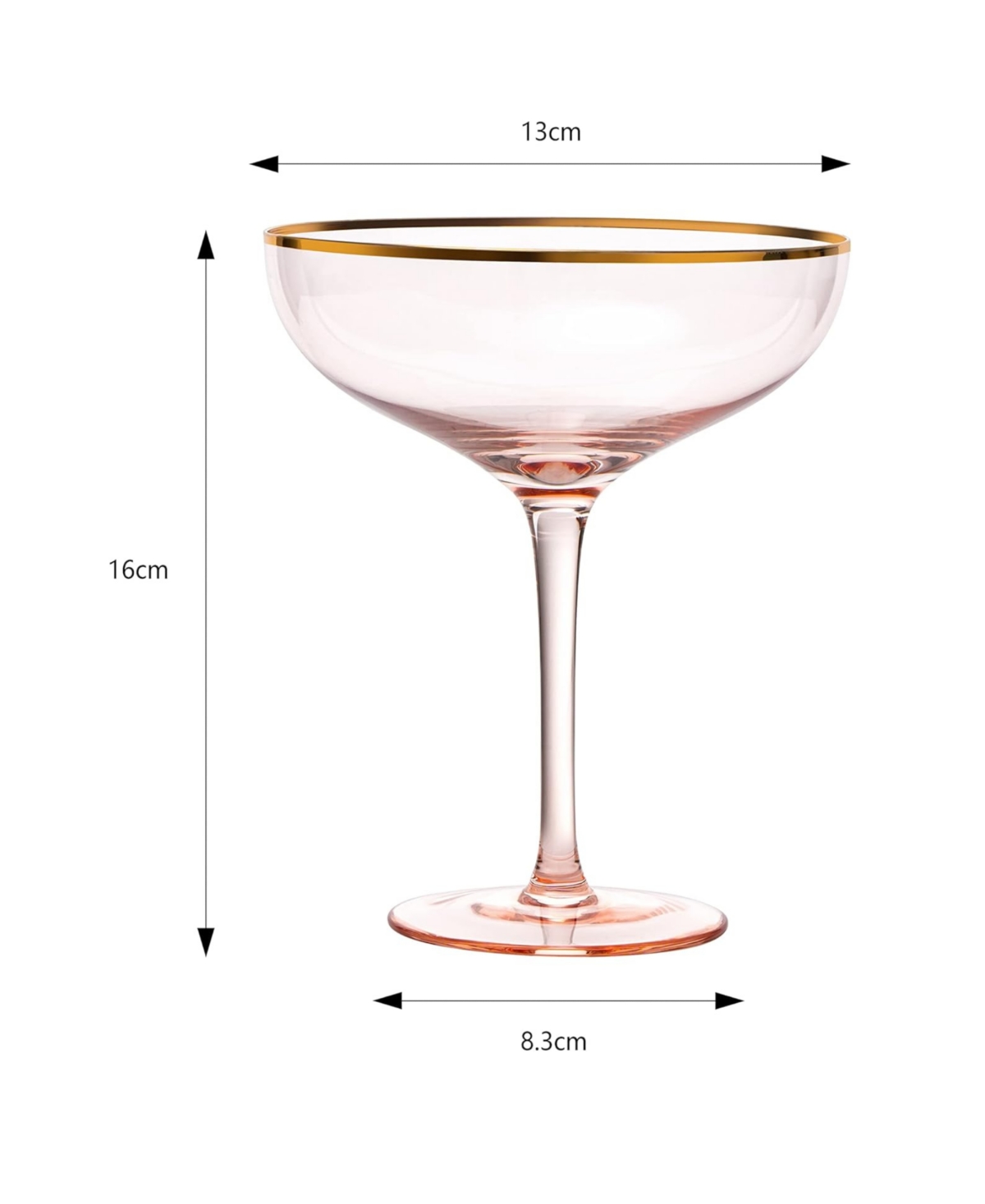 The Wine Savant Gilded Rim Coupe Glasses, Set Of 2 In Blush Pink