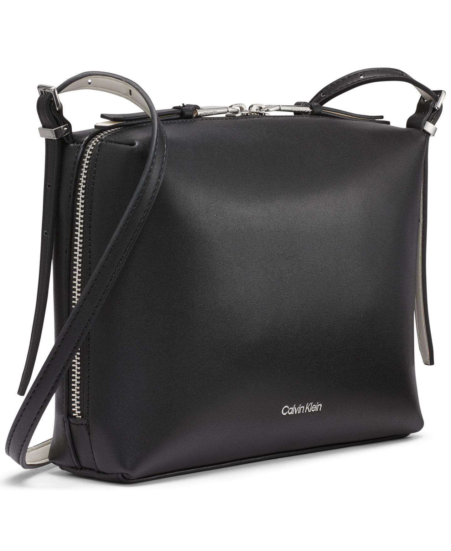 Женская сумка Calvin Klein Lowen Top Zipper Crossbody, цвет: Чёрный / Белый — фото 3