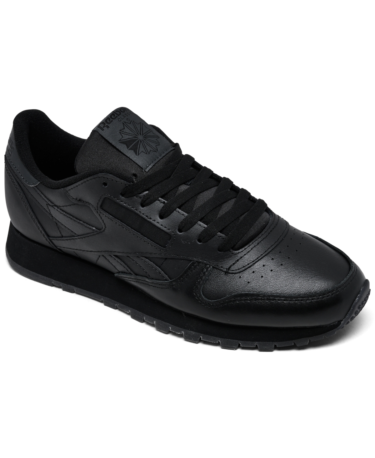 Men's Classic Leather Casual Sneakers from Finish Line - Black, Gray