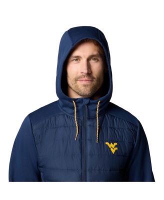Men's Navy West Virginia Mountaineers Out-Shield Hybrid Full-Zip Hoodie Jacket